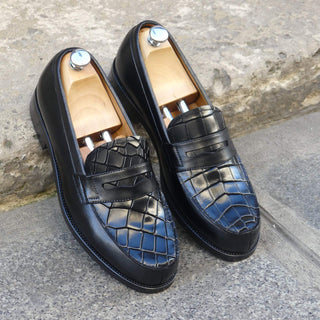 Mocassins homme cuir croco Noir Nelson