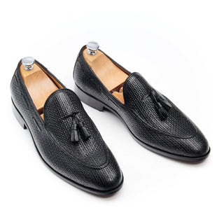 mocassin à gland homme noir tressé jones
