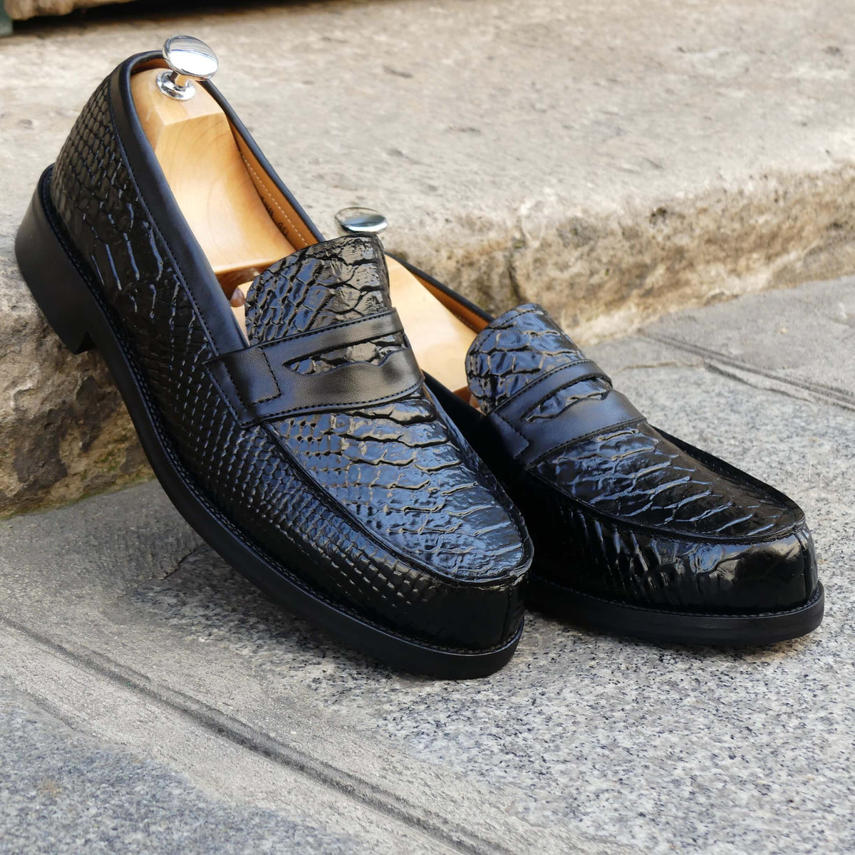 mocassins cuir noir croco nelson II