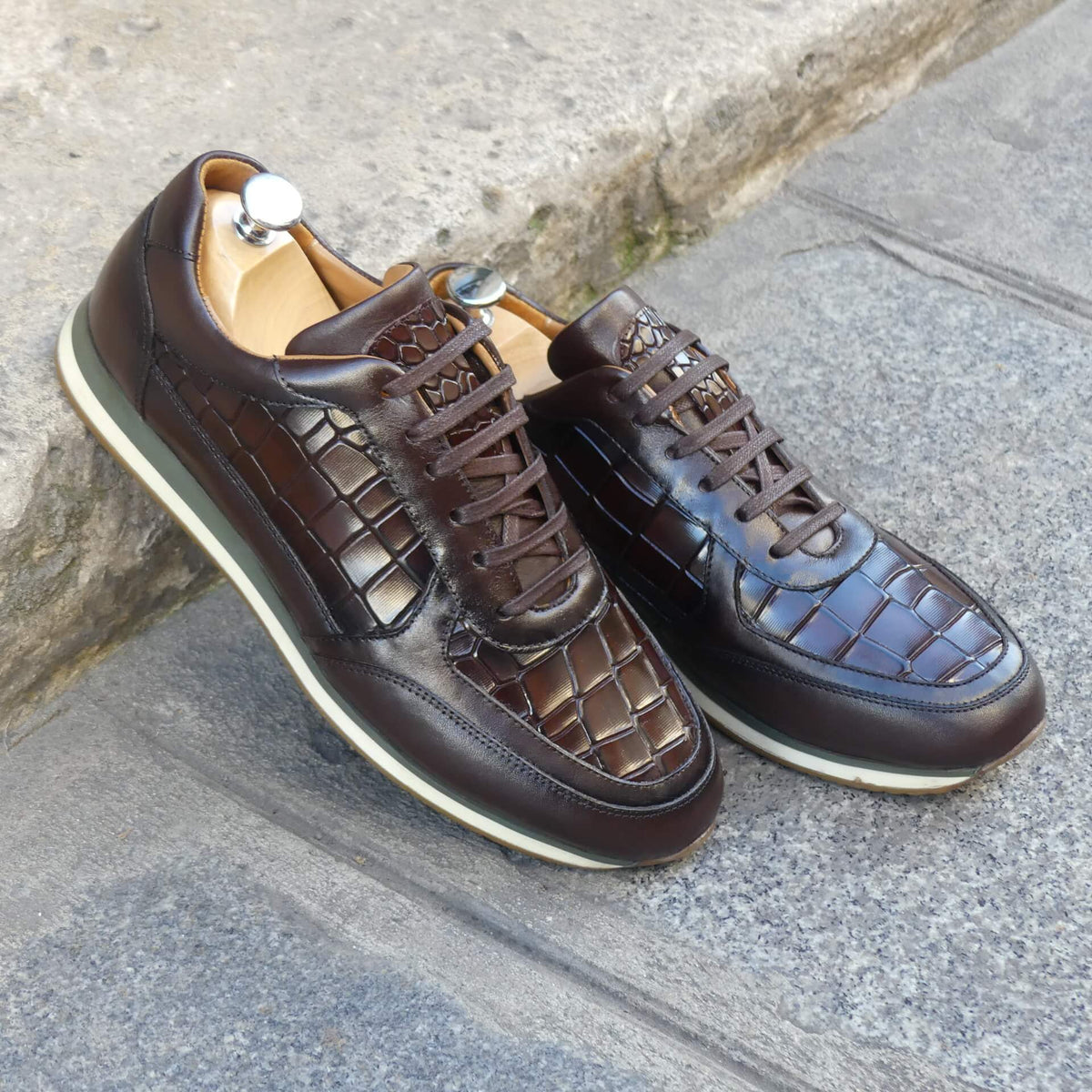 Sneakers Homme Cuir Croco - Roma