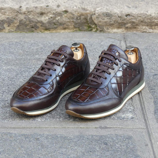 Sneakers homme cuir croco marron
