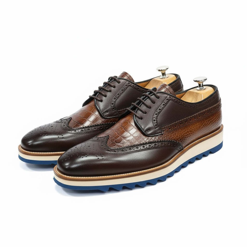 Derbies homme cuir croco