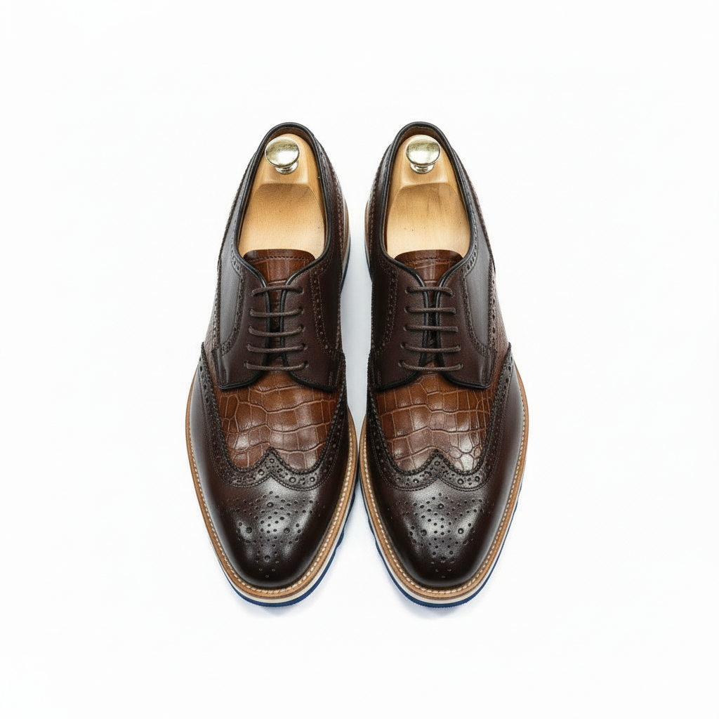 Derbies homme cuir croco