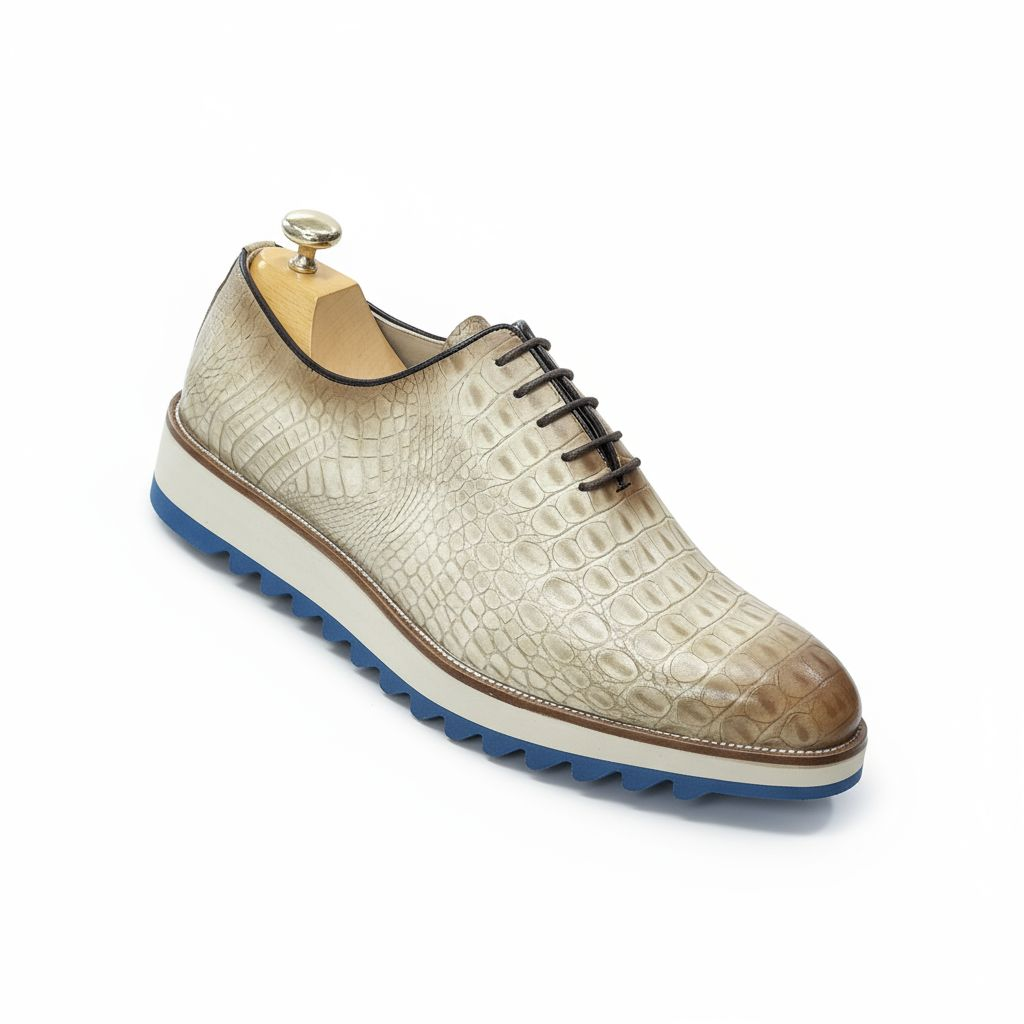 Richelieu homme cuir croco - Desert