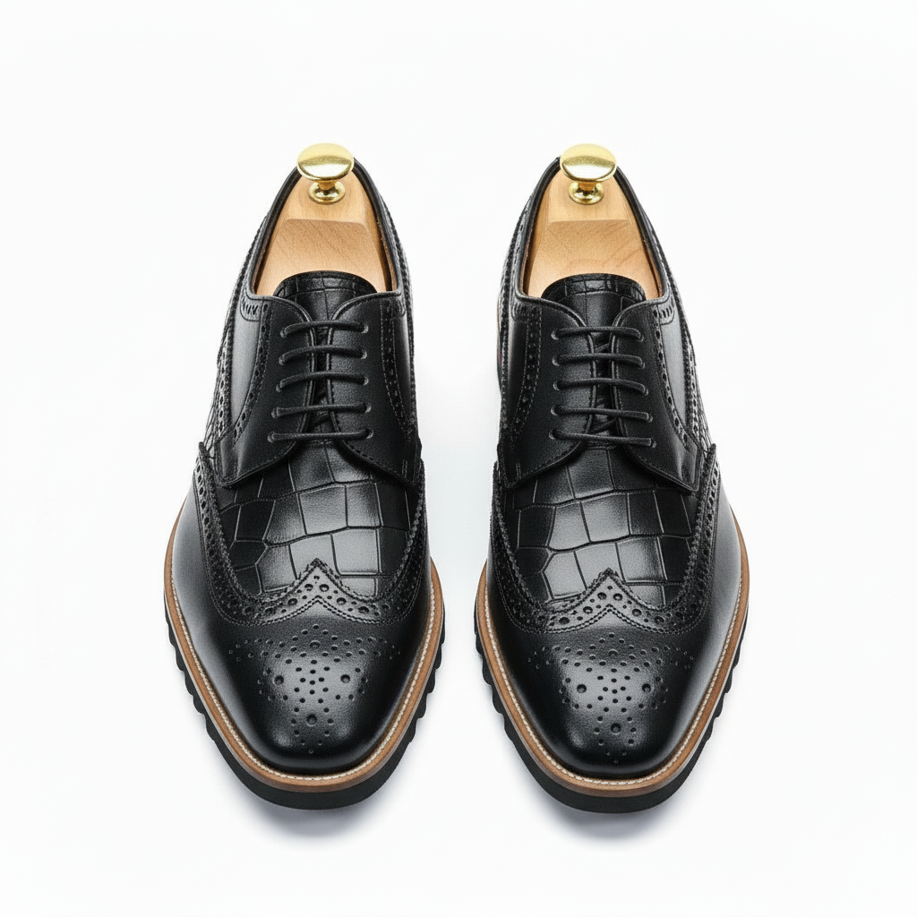Derbies homme cuir croco