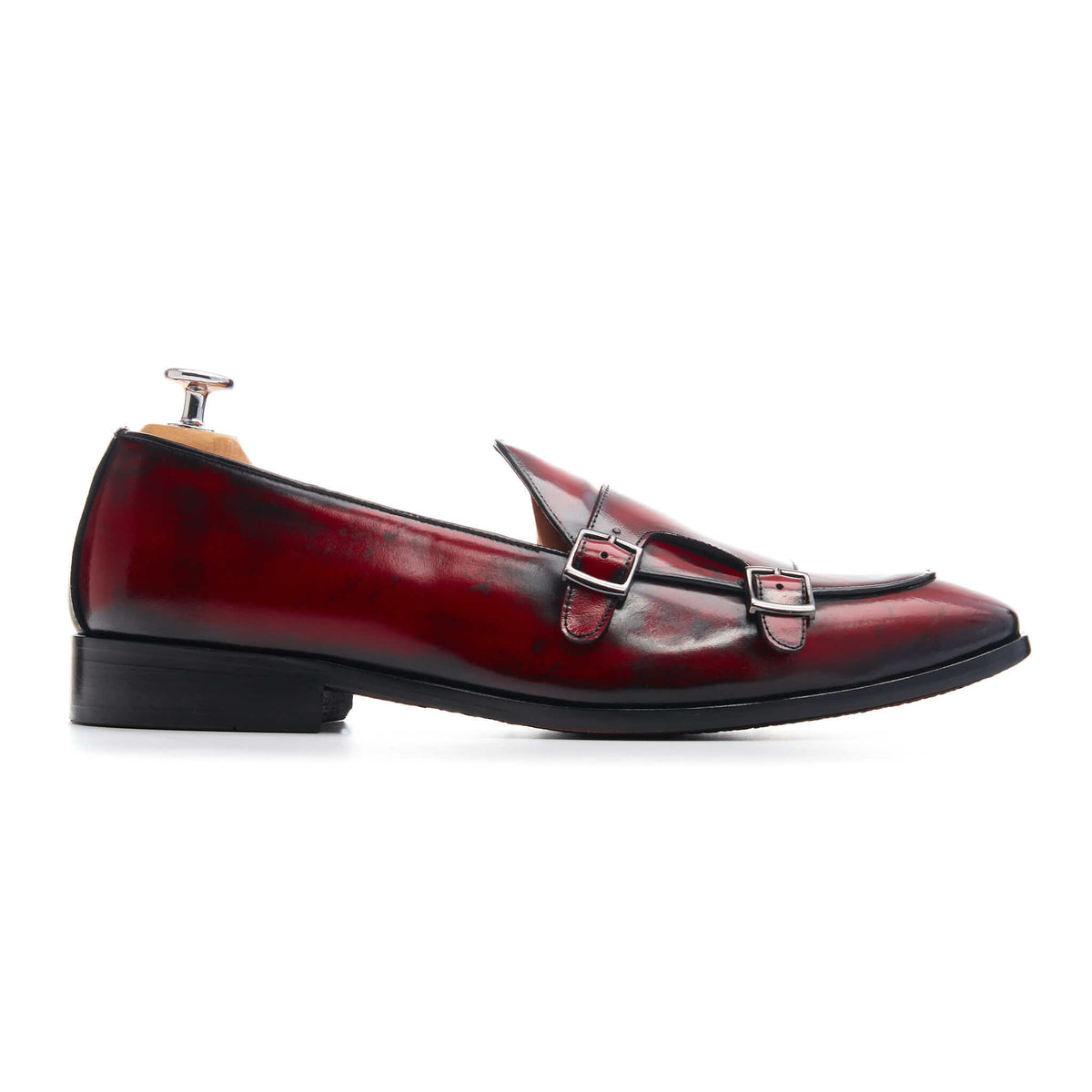 Mocassin à boucle homme en cuir Bordeaux glacé - BERLEY