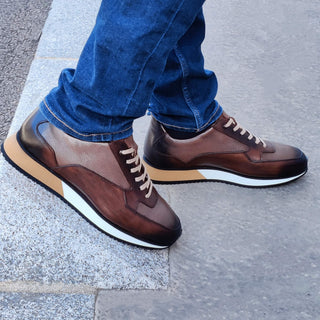 Sneakers Homme Cuir Marron Patiné - Peter