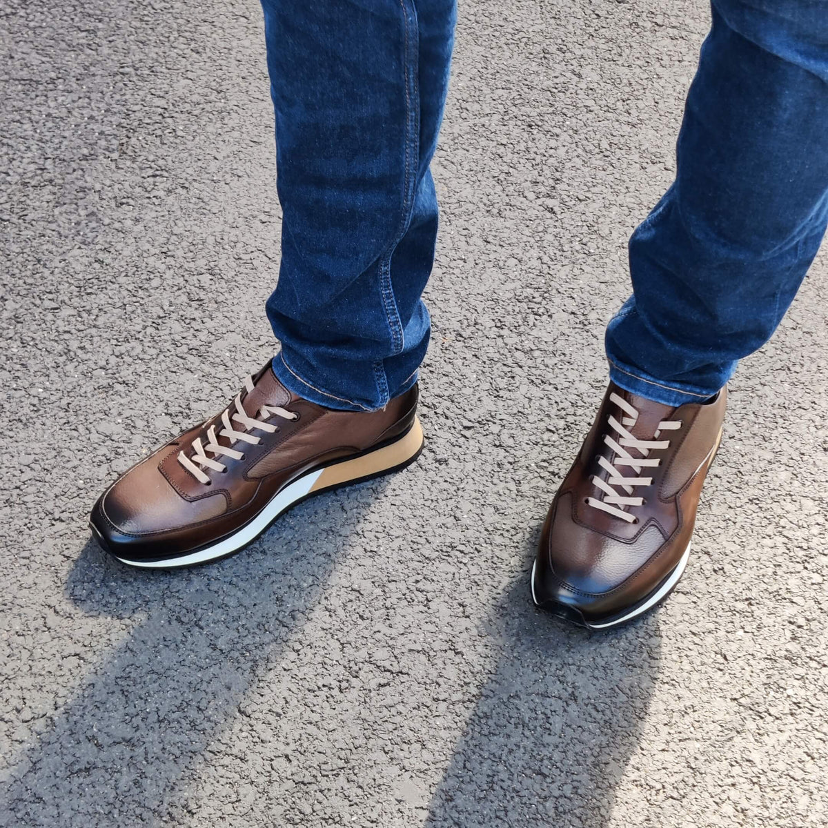Sneakers Homme Cuir Marron Patiné - Peter