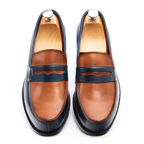 Penny Loafer Blue / Tobacco Moccasin - Nelson