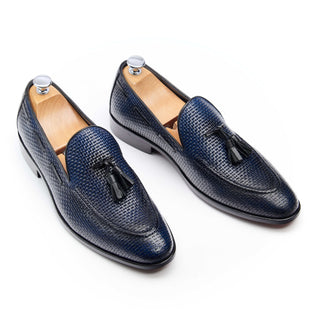 mocassin à gland homme tressé bleu jones